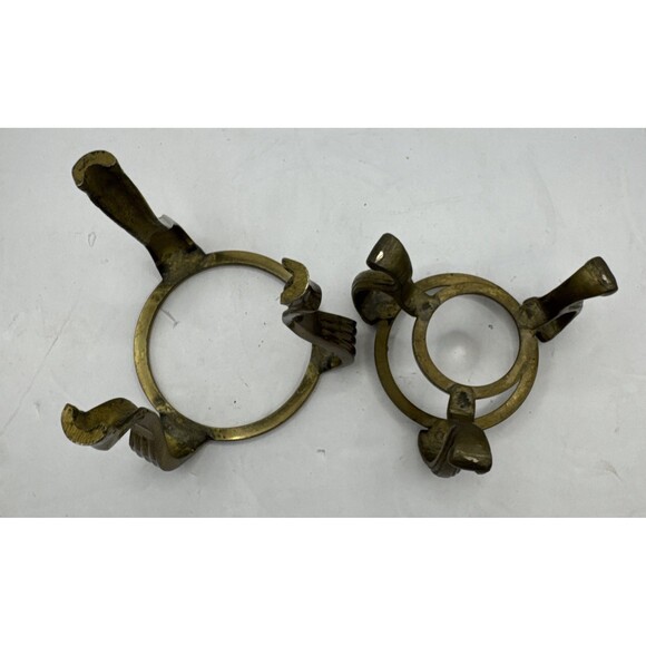 Set of 2 VTG Brass Stand Candle Holder Planter Sphere Holder Gold - Picture 7 of 7